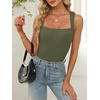 image:imageANRABESS Womens Tank Tops Square Neck Thick Straps Sleeveless Summer Slim Fit Shirts Knit Basic Tee Work amp Vacation ClothesArmy Green