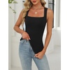 image:imageANRABESS Womens Tank Tops Square Neck Thick Straps Sleeveless Summer Slim Fit Shirts Knit Basic Tee Work amp Vacation ClothesBlack