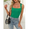 image:imageANRABESS Womens Tank Tops Square Neck Thick Straps Sleeveless Summer Slim Fit Shirts Knit Basic Tee Work amp Vacation ClothesGreen