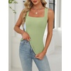 image:imageANRABESS Womens Tank Tops Square Neck Thick Straps Sleeveless Summer Slim Fit Shirts Knit Basic Tee Work amp Vacation ClothesPea Green