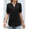 image:imageANRABESS Womens Tops Puff Short Sleeve Henley Shirt Dressy Casual Blouses Summer Sweater 2026 Spring Business Cute TunicsBlack