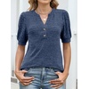 image:imageANRABESS Womens Tops Puff Short Sleeve Henley Shirt Dressy Casual Blouses Summer Sweater 2026 Spring Business Cute TunicsBlue