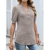 image:imageANRABESS Womens Tops Puff Short Sleeve Henley Shirt Dressy Casual Blouses Summer Sweater 2026 Spring Business Cute TunicsKhaki