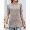 image:imageANRABESS Womens Tops Puff Short Sleeve Henley Shirt Dressy Casual Blouses Summer Sweater 2026 Spring Business Cute TunicsKhaki