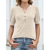 image:imageANRABESS Womens Tops Puff Short Sleeve Henley Shirt Dressy Casual Blouses Summer Sweater 2026 Spring Business Cute TunicsParchment