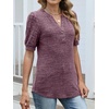 image:imageANRABESS Womens Tops Puff Short Sleeve Henley Shirt Dressy Casual Blouses Summer Sweater 2026 Spring Business Cute TunicsPurple