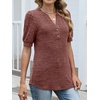 image:imageANRABESS Womens Tops Puff Short Sleeve Henley Shirt Dressy Casual Blouses Summer Sweater 2026 Spring Business Cute TunicsRust