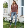 image:imageANRABESS Womens Tops Puff Short Sleeve Henley Shirt Dressy Casual Blouses Summer Sweater 2026 Spring Business Cute TunicsRust