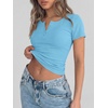 image:imageANRABESS Womens Tops Short Sleeve Henley Shirts 2026 Summer Ribbed Slim Fit Basic Casual Tee Blouse Trendy Spring ClothingBlue