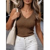 image:imageANRABESS Womens V Neck Tank Tops Soft Comfy Ribbed Knit Slim Fitted Going Out Shirts Summer Outfits for Travel Work DailyBrown