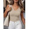 image:imageANRABESS Womens V Neck Tank Tops Soft Comfy Ribbed Knit Slim Fitted Going Out Shirts Summer Outfits for Travel Work DailyLight Khaki