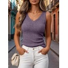 image:imageANRABESS Womens V Neck Tank Tops Soft Comfy Ribbed Knit Slim Fitted Going Out Shirts Summer Outfits for Travel Work DailyPurple