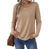 image:imageANRABESS Long Sleeve Shirts for Women Casual Crewneck Basic Tee Tshirts Loose Fit Curved Hem Tunic Top 2026 Fall OutfitsLight Brown