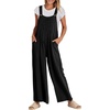 image:imageANRABESS Womens Jumpsuits Overalls Linen Wide Leg Jumpers Casual Summer Fall Outfits 2026 Beach Vacation Clothes with PocketsBlack