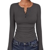image:imageANRABESS Womens Long Sleeve Henley Tops  Ribbed Knit Shirts Slim Fit Stretchy Soft Breathable Fabric Fall Winter Layer Casual Work Travel VacationEvery Day WearCharcoal