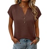 image:imageANRABESS Womens Summer TopsCap Sleeve V Neck Loose Fit Henley ShirtsDressy Casual for Work Business amp Daily Trendy OutfitsCoffee