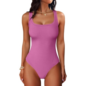 image:imageANRABESS Bodysuits for Women Soft Cozy Ribbed Knit Scoop Neck Sleeveless Tank Top Versatile for Daily Work TravelHot Pink