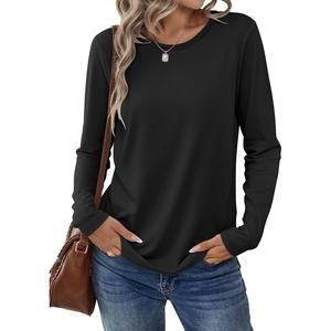 image:imageANRABESS Long Sleeve Shirts for Women Casual Crewneck Basic Tee Tshirts Loose Fit Curved Hem Tunic Top 2026 Fall OutfitsBlack