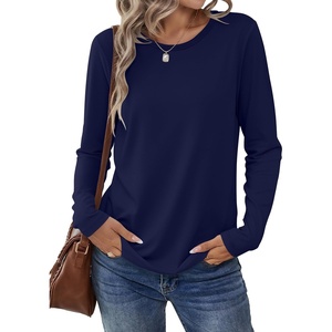 image:imageANRABESS Long Sleeve Shirts for Women Casual Crewneck Basic Tee Tshirts Loose Fit Curved Hem Tunic Top 2026 Fall OutfitsDark Navy Blue
