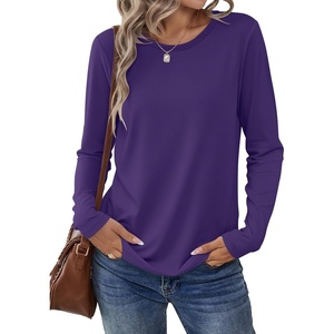 image:imageANRABESS Long Sleeve Shirts for Women Casual Crewneck Basic Tee Tshirts Loose Fit Curved Hem Tunic Top 2026 Fall OutfitsPurple