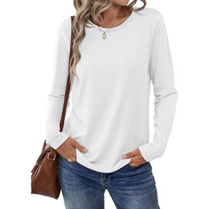 image:imageANRABESS Long Sleeve Shirts for Women Casual Crewneck Basic Tee Tshirts Loose Fit Curved Hem Tunic Top 2026 Fall OutfitsWhite