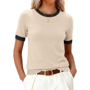 image:imageANRABESS Long Sleeve Sweater for Women Scoop Neck Casual Lightweight Ribbed Knit Pullover Tops 2026 OutfitsBlackbeige