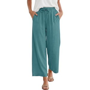 image:imageANRABESS Women Wide Leg Pants Summer Palazzo High Waisted Casual Loose Lounge Flowy Capri Cropped Beach Trousers Work OutfitsLake