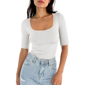 image:imageANRABESS Womens Half Sleeve Tops Square Neck Slim Fit TShirt Summer 2026 Fashion Casual Basic Tee Shirts Spring Work OutfitsWhite