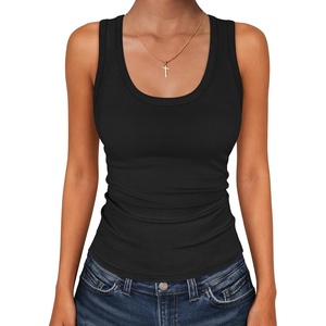 image:imageANRABESS Womens Sleeveless Scoop Neck Tank Tops 2026 Summer Casual Basic Slim Fit Ribbed Knit Racerback Workout Cami ShirtsBlack