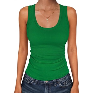 image:imageANRABESS Womens Sleeveless Scoop Neck Tank Tops 2026 Summer Casual Basic Slim Fit Ribbed Knit Racerback Workout Cami ShirtsGreen