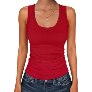 image:imageANRABESS Womens Sleeveless Scoop Neck Tank Tops 2026 Summer Casual Basic Slim Fit Ribbed Knit Racerback Workout Cami ShirtsRed