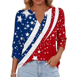 image:imageANRABESS Womens Tops 34 Sleeve Casual Henley Shirts V Neck Buttons Dressy Work Business Blouses 2026 Spring Trendy ClothesStar