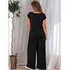 image:imageANRABESS Jumpsuits for Women 2026 Summer Casual Loose Cap Sleeve Crewneck Wide Leg Rompers Jumper One Piece Beach OutfitsBlack