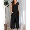 image:imageANRABESS Jumpsuits for Women 2026 Summer Casual Loose Cap Sleeve Crewneck Wide Leg Rompers Jumper One Piece Beach OutfitsBlack