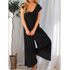 image:imageANRABESS Jumpsuits for Women 2026 Summer Casual Loose Cap Sleeve Crewneck Wide Leg Rompers Jumper One Piece Beach OutfitsBlack