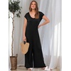 image:imageANRABESS Jumpsuits for Women 2026 Summer Casual Loose Cap Sleeve Crewneck Wide Leg Rompers Jumper One Piece Beach OutfitsBlack