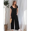 image:imageANRABESS Jumpsuits for Women 2026 Summer Casual Loose Cap Sleeve Crewneck Wide Leg Rompers Jumper One Piece Beach OutfitsBlack