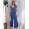 image:imageANRABESS Jumpsuits for Women 2026 Summer Casual Loose Cap Sleeve Crewneck Wide Leg Rompers Jumper One Piece Beach OutfitsBlue