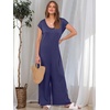 image:imageANRABESS Jumpsuits for Women 2026 Summer Casual Loose Cap Sleeve Crewneck Wide Leg Rompers Jumper One Piece Beach OutfitsDeep Blue