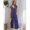 image:imageANRABESS Jumpsuits for Women 2026 Summer Casual Loose Cap Sleeve Crewneck Wide Leg Rompers Jumper One Piece Beach OutfitsDeep Blue
