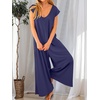 image:imageANRABESS Jumpsuits for Women 2026 Summer Casual Loose Cap Sleeve Crewneck Wide Leg Rompers Jumper One Piece Beach OutfitsDeep Blue