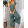 image:imageANRABESS Jumpsuits for Women 2026 Summer Casual Loose Cap Sleeve Crewneck Wide Leg Rompers Jumper One Piece Beach OutfitsGreen