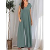 image:imageANRABESS Jumpsuits for Women 2026 Summer Casual Loose Cap Sleeve Crewneck Wide Leg Rompers Jumper One Piece Beach OutfitsGreen