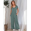 image:imageANRABESS Jumpsuits for Women 2026 Summer Casual Loose Cap Sleeve Crewneck Wide Leg Rompers Jumper One Piece Beach OutfitsGreen