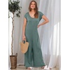 image:imageANRABESS Jumpsuits for Women 2026 Summer Casual Loose Cap Sleeve Crewneck Wide Leg Rompers Jumper One Piece Beach OutfitsGreen