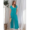 image:imageANRABESS Jumpsuits for Women 2026 Summer Casual Loose Cap Sleeve Crewneck Wide Leg Rompers Jumper One Piece Beach OutfitsLake