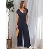 image:imageANRABESS Jumpsuits for Women 2026 Summer Casual Loose Cap Sleeve Crewneck Wide Leg Rompers Jumper One Piece Beach OutfitsNavy Blue