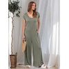 image:imageANRABESS Jumpsuits for Women 2026 Summer Casual Loose Cap Sleeve Crewneck Wide Leg Rompers Jumper One Piece Beach OutfitsOlive