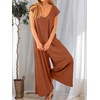 image:imageANRABESS Jumpsuits for Women 2026 Summer Casual Loose Cap Sleeve Crewneck Wide Leg Rompers Jumper One Piece Beach OutfitsOrange