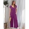 image:imageANRABESS Jumpsuits for Women 2026 Summer Casual Loose Cap Sleeve Crewneck Wide Leg Rompers Jumper One Piece Beach OutfitsPurple Red